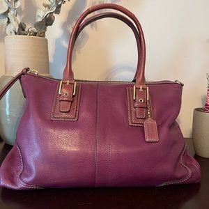 Coach purple leather tote bag